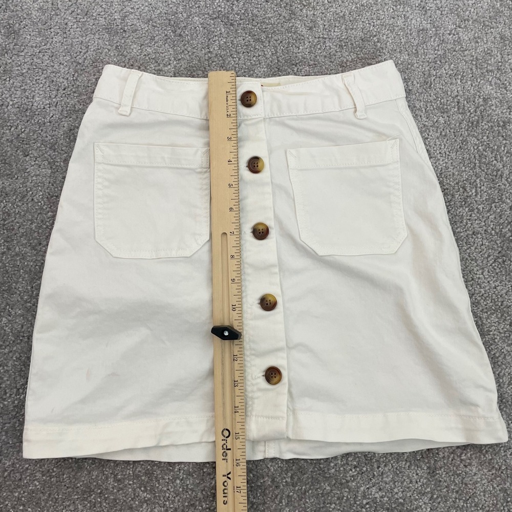 Marine Layer Skirt Womens 4 Mini A Line Button White Cotton - Picture 7 of 9